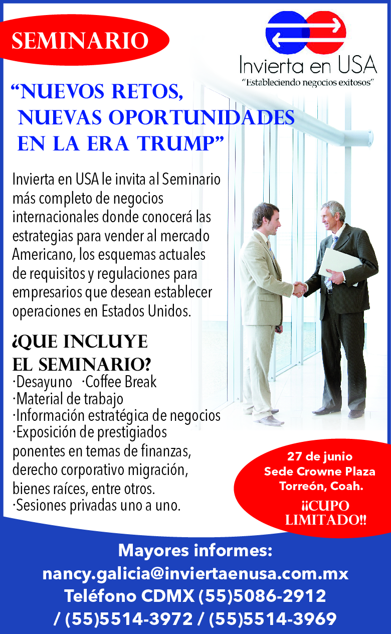 You are currently viewing Nuevos retos, nuevas oportunidades en la era Trump, Torreon Coahuila – Crowne Plaza