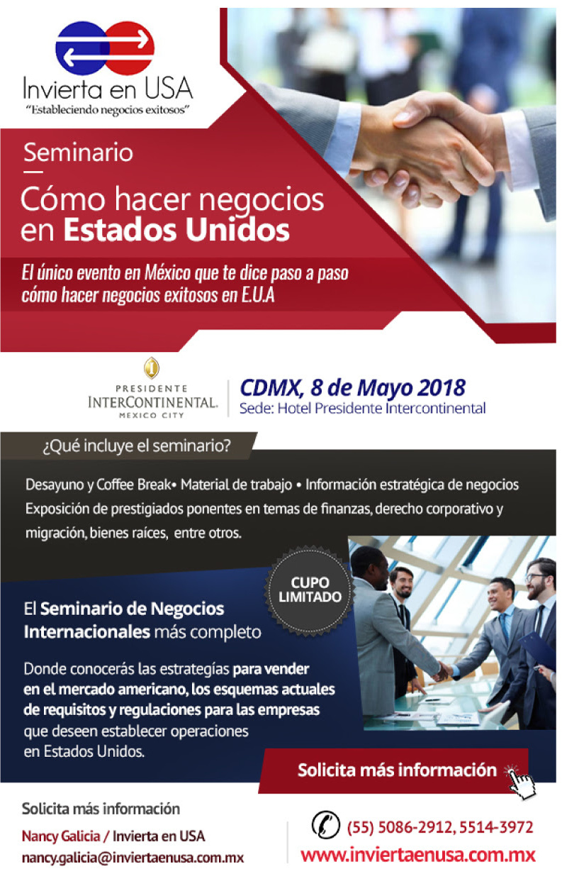 Read more about the article Cómo hacer negocios con Estados Unidos CDMX 8 Mayo 2018